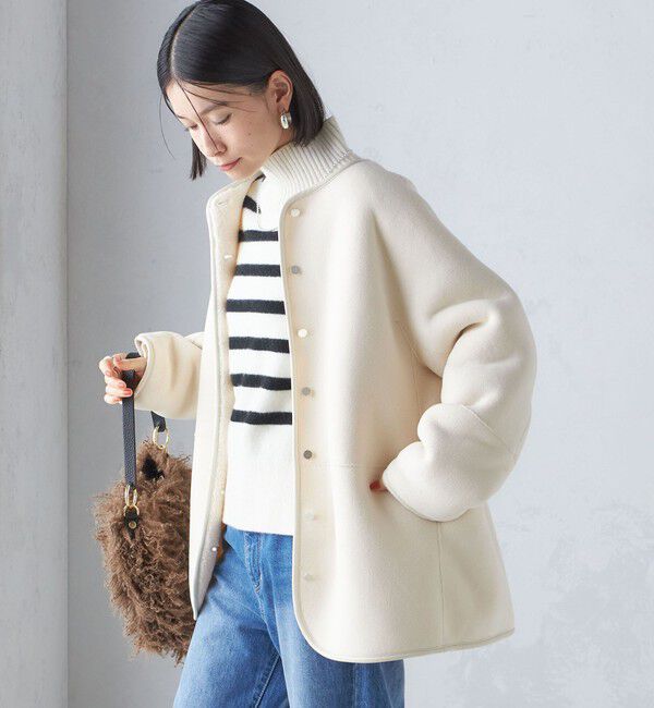 SHIPS for women「〈手洗い可能〉リバーシブル ボア &times; フリース ブルゾン」|ブルゾン・スタジャン|