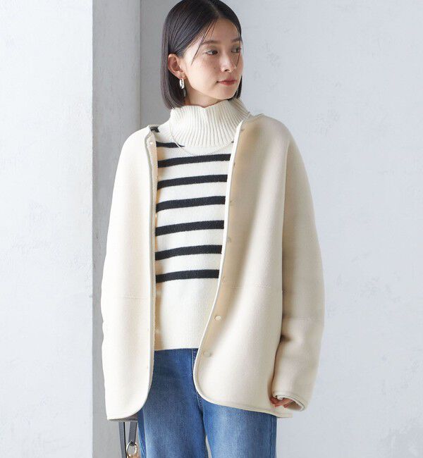 SHIPS for women「〈手洗い可能〉リバーシブル ボア &times; フリース ブルゾン」|ブルゾン・スタジャン|