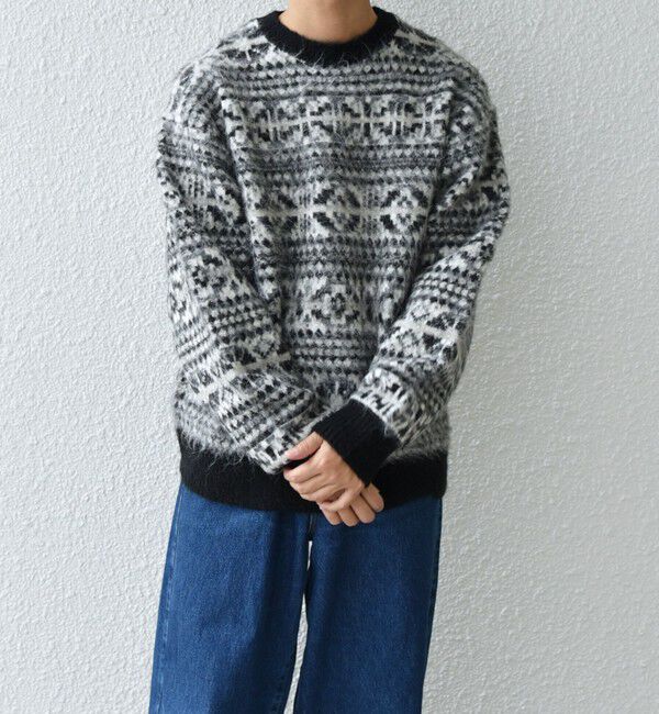 SHIPS any「SHIPS any :〈手洗い可能〉フェアアイル シャギー クルーネック ニット◇」|ニット・セーター|ブラック