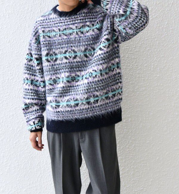 SHIPS any「SHIPS any :〈手洗い可能〉フェアアイル シャギー クルーネック ニット◇」|ニット・セーター|ネイビー