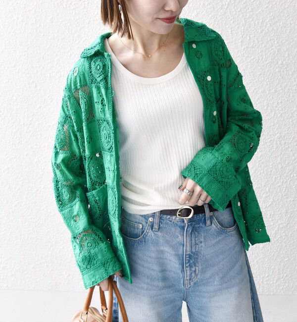 SHIPS any「SHIPS any:〈手洗い可能〉パッチワーク レース ジャケット シャツ」|その他|