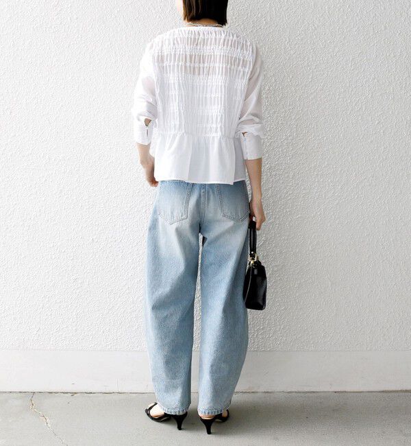 SHIPS any「SHIPS any:〈洗濯機可能〉シアー シャーリング プチフリル ペプラム ブラウス」|シャツ・ブラウス|