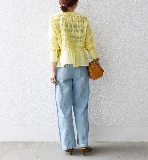 SHIPS any「SHIPS any:〈洗濯機可能〉シアー シャーリング プチフリル ペプラム ブラウス」|シャツ・ブラウス|