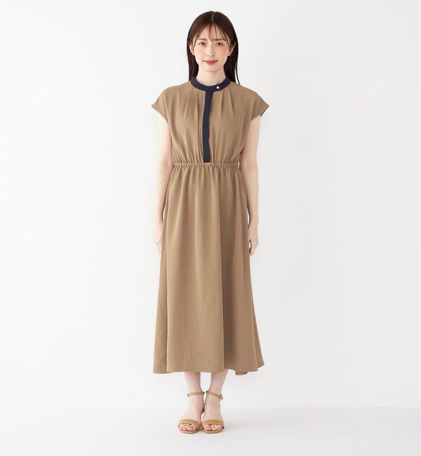 SHIPS Colors 「SHIPS Colors:〈手洗い可能〉配色 ギャザー フレンチスリーブ ワンピース◇」|ワンピース|