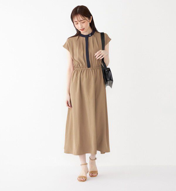 SHIPS Colors 「SHIPS Colors:〈手洗い可能〉配色 ギャザー フレンチスリーブ ワンピース◇」|ワンピース|