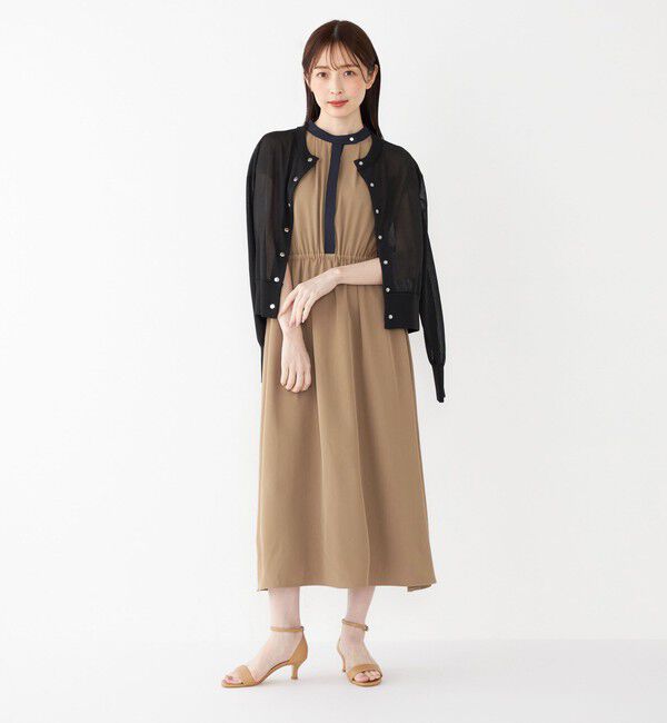 SHIPS Colors 「SHIPS Colors:〈手洗い可能〉配色 ギャザー フレンチスリーブ ワンピース◇」|ワンピース|