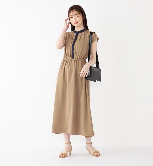 SHIPS Colors 「SHIPS Colors:〈手洗い可能〉配色 ギャザー フレンチスリーブ ワンピース◇」|ワンピース|