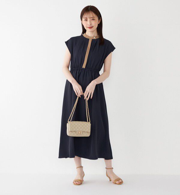 SHIPS Colors 「SHIPS Colors:〈手洗い可能〉配色 ギャザー フレンチスリーブ ワンピース◇」|ワンピース|