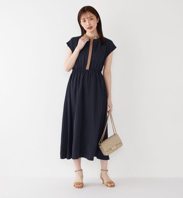 SHIPS Colors 「SHIPS Colors:〈手洗い可能〉配色 ギャザー フレンチスリーブ ワンピース◇」|ワンピース|