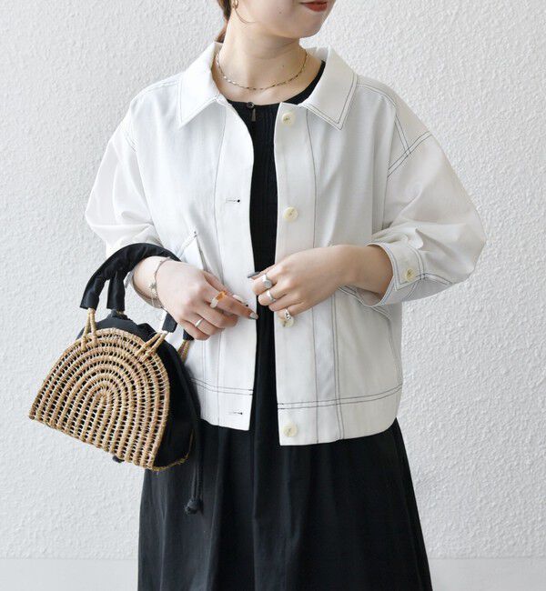 SHIPS any「SHIPS any:〈洗濯機可能〉オックス ステッチ ショート シャツ ジャケット」|ブルゾン・スタジャン|