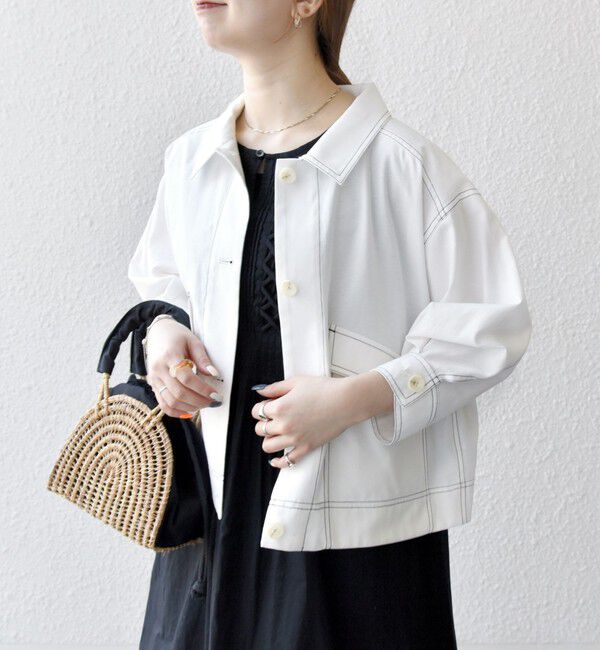 SHIPS any「SHIPS any:〈洗濯機可能〉オックス ステッチ ショート シャツ ジャケット」|ブルゾン・スタジャン|