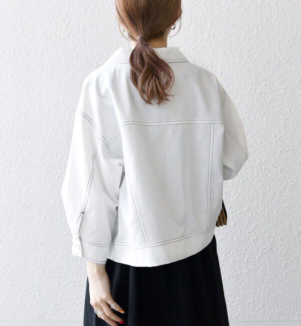 SHIPS any「SHIPS any:〈洗濯機可能〉オックス ステッチ ショート シャツ ジャケット」|ブルゾン・スタジャン|