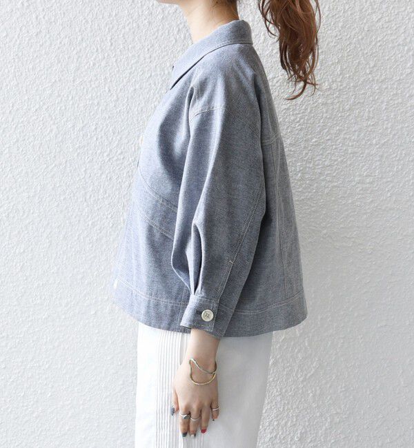 SHIPS any「SHIPS any:〈洗濯機可能〉オックス ステッチ ショート シャツ ジャケット」|ブルゾン・スタジャン|