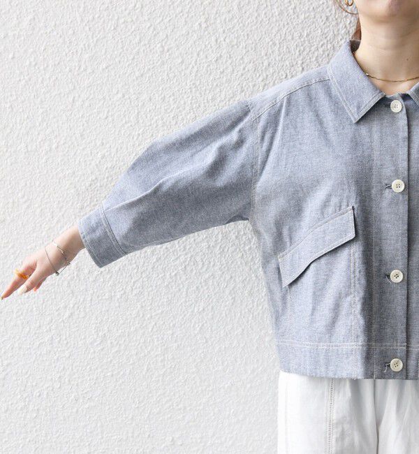 SHIPS any「SHIPS any:〈洗濯機可能〉オックス ステッチ ショート シャツ ジャケット」|ブルゾン・スタジャン|