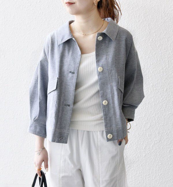 SHIPS any「SHIPS any:〈洗濯機可能〉オックス ステッチ ショート シャツ ジャケット」|ブルゾン・スタジャン|