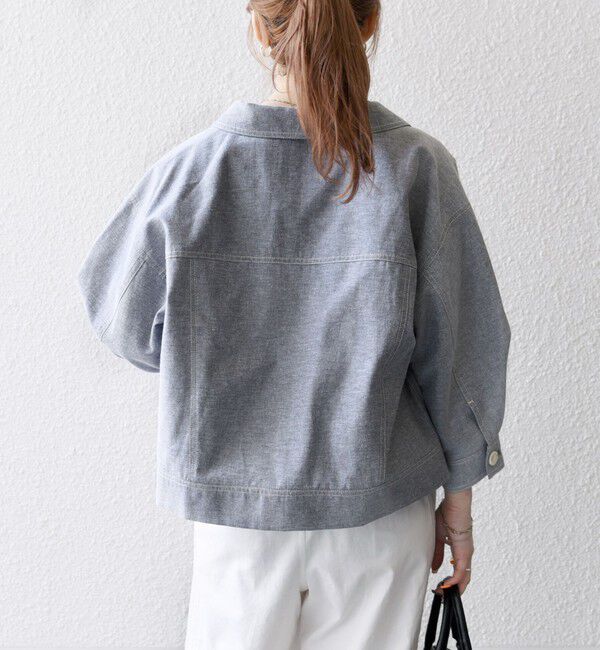 SHIPS any「SHIPS any:〈洗濯機可能〉オックス ステッチ ショート シャツ ジャケット」|ブルゾン・スタジャン|