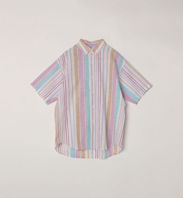 SHIPS any「SHIPS any: BEZ TEXTILE マルチカラー ストライプ/ソリッド ボタンダウン ショートスリーブ シャツ◇」|シャツ・ブラウス|