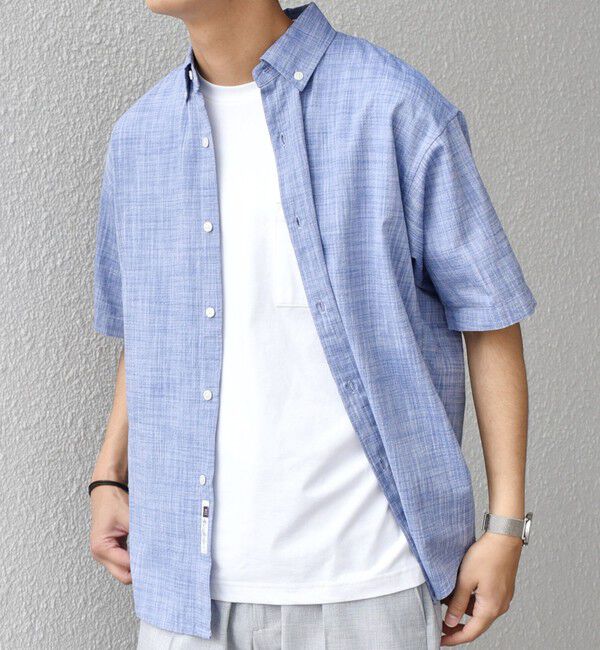 SHIPS any「SHIPS any: BEZ TEXTILE マルチカラー ストライプ/ソリッド ボタンダウン ショートスリーブ シャツ◇」|シャツ・ブラウス|