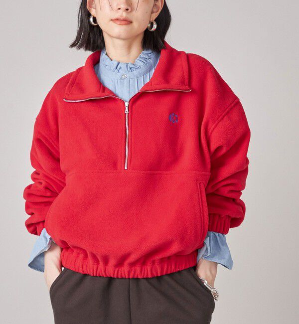SHIPS for women「SHIPS NINE CASE:〈手洗い可能〉フリース ハーフ ジップ プルオーバー」|その他|レッド
