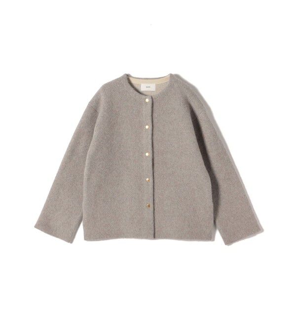 SHIPS for women「フォックス ブレンド ノーカラー ニット コート」|ノーカラーコート|