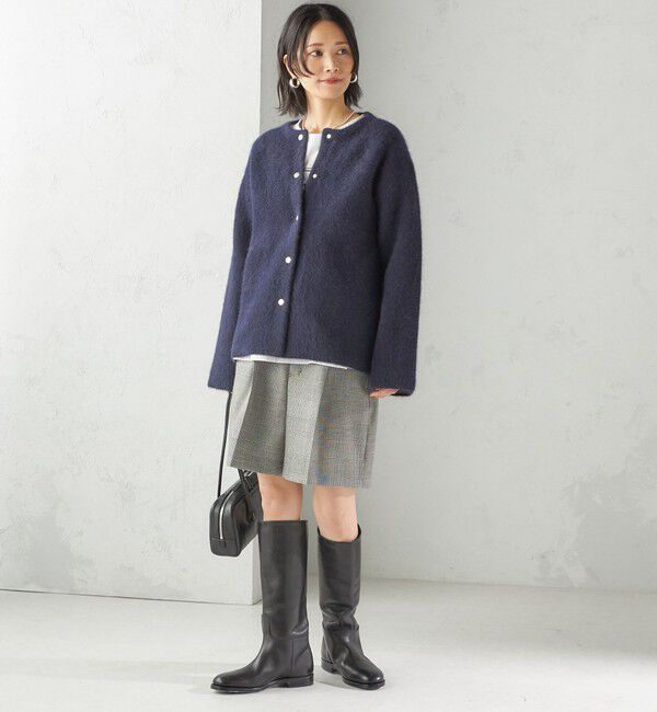 SHIPS for women「フォックス ブレンド ノーカラー ニット コート」|ノーカラーコート|