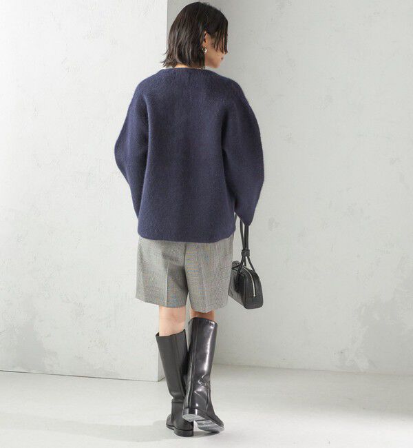 SHIPS for women「フォックス ブレンド ノーカラー ニット コート」|ノーカラーコート|