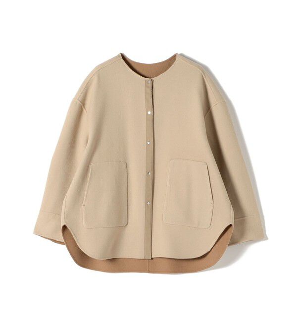 SHIPS for women「セミ 梳毛 配色 リバー ノーカラー コート」|ノーカラーコート|