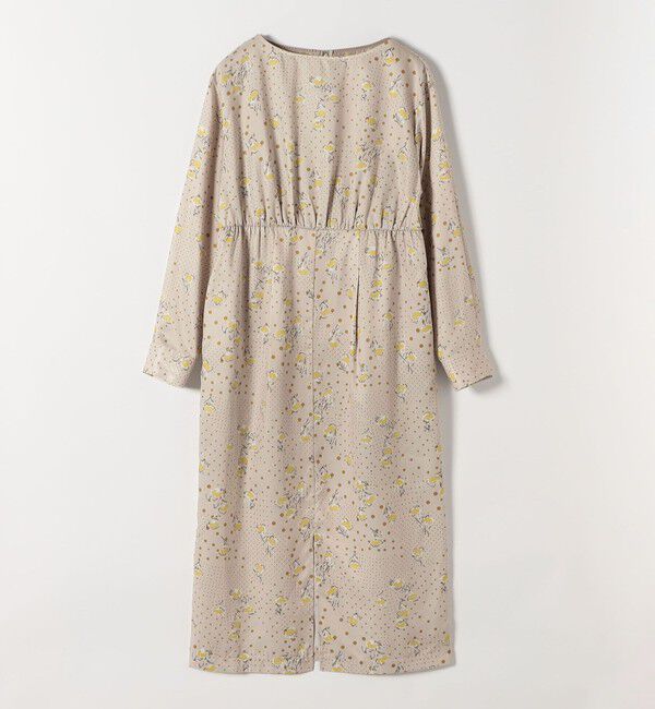 quaranciel「《予約》quaranciel: ドット フラワー プリント Iライン ギャザー ワンピース」|ワンピース|