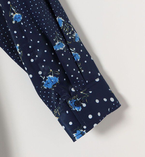 quaranciel「《予約》quaranciel: ドット フラワー プリント Iライン ギャザー ワンピース」|ワンピース|