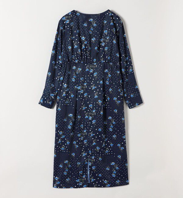 quaranciel「《予約》quaranciel: ドット フラワー プリント Iライン ギャザー ワンピース」|ワンピース|