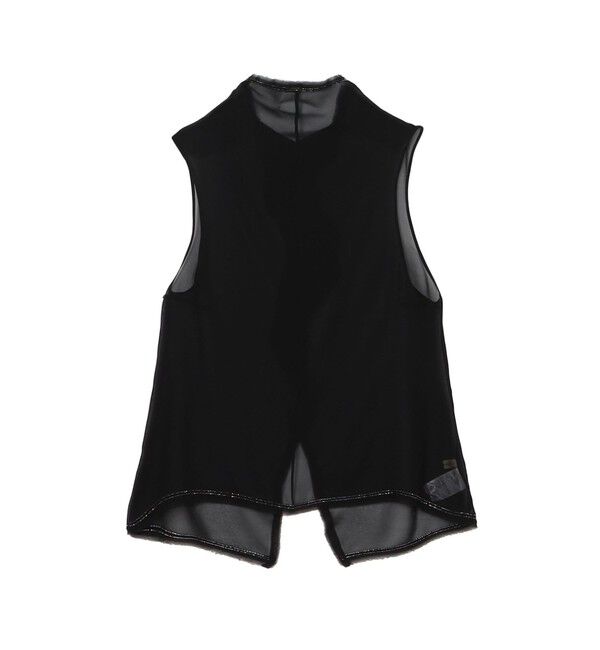 DES PRES「シルクシフォン ハイネックノースリーブブラウス」|シャツ・ブラウス|19 ブラック