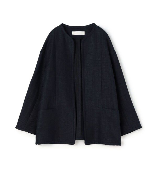 GALERIE VIE「リネンキャンバス カラーレスジャケット」|ノーカラージャケット|69 ネイビー