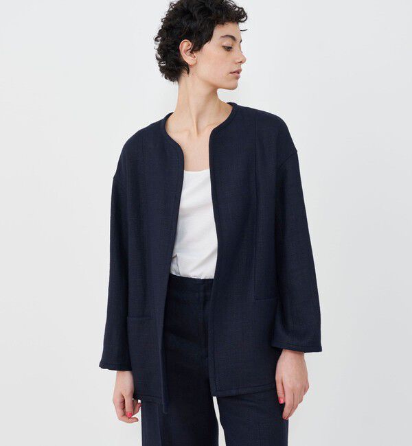 GALERIE VIE「リネンキャンバス カラーレスジャケット」|ノーカラージャケット|