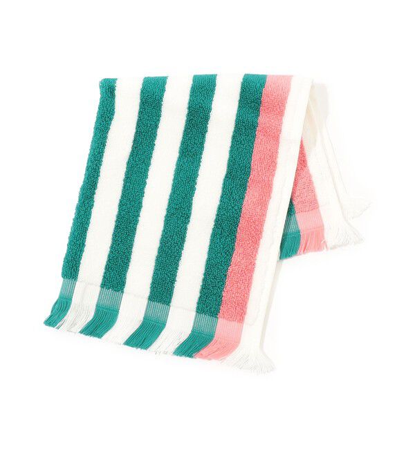 TOMORROWLAND HOME「コットンストライプハンドタオル」|タオル|56 グリーン系