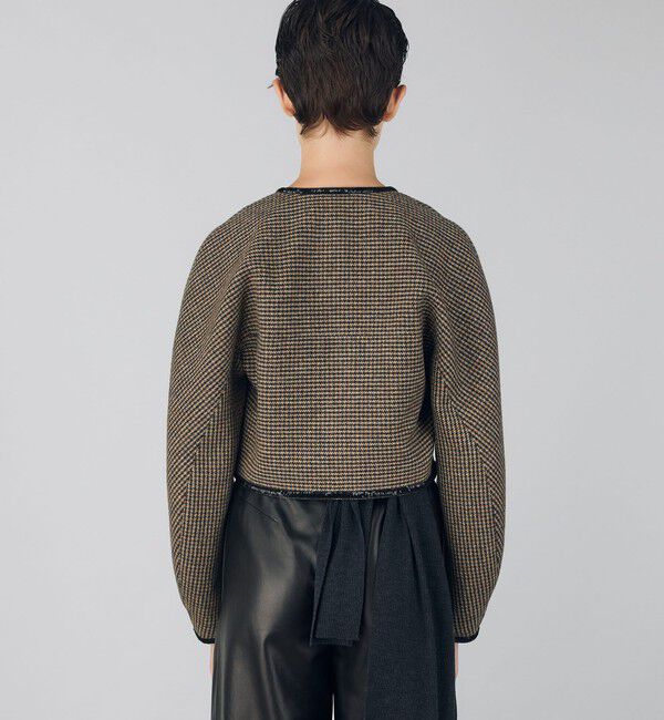 DES PRES「ブリティッシュツイード ショートジャケット」|ノーカラージャケット|