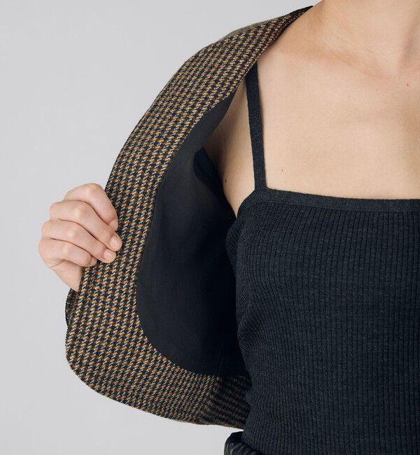 DES PRES「ブリティッシュツイード ショートジャケット」|ノーカラージャケット|