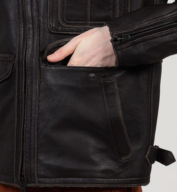 TOMORROWLAND MENS「ゴートレザー ライダースジャケット」|ブルゾン・スタジャン|