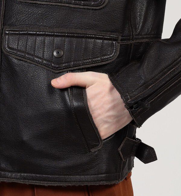 TOMORROWLAND MENS「ゴートレザー ライダースジャケット」|ブルゾン・スタジャン|