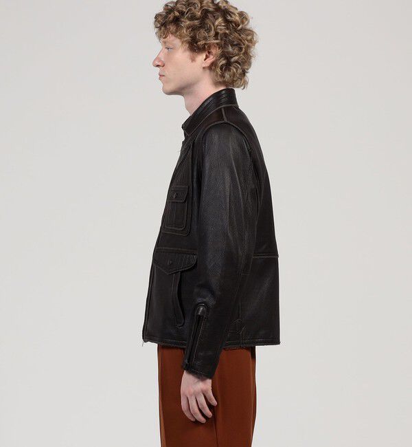 TOMORROWLAND MENS「ゴートレザー ライダースジャケット」|ブルゾン・スタジャン|