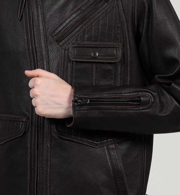 TOMORROWLAND MENS「ゴートレザー ライダースジャケット」|ブルゾン・スタジャン|