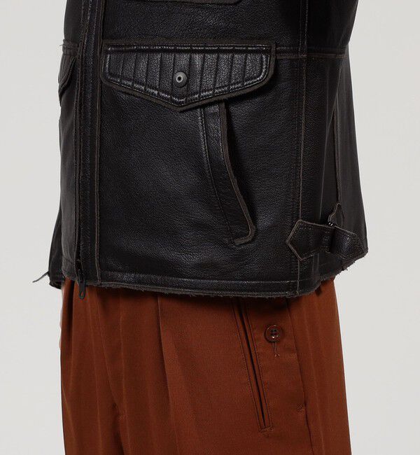 TOMORROWLAND MENS「ゴートレザー ライダースジャケット」|ブルゾン・スタジャン|