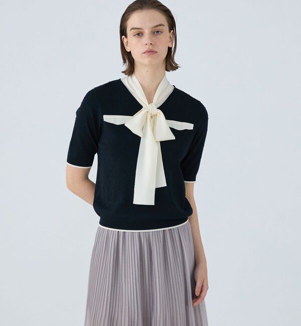 Ballsey「ストレッチタックドット ボウタイプルオーバー」|ニット・セーター|