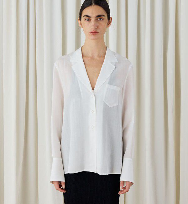 DES PRES「キュプラコットンストライプ シャツジャケット」|テーラードジャケット|