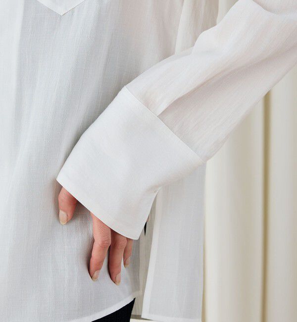 DES PRES「キュプラコットンストライプ シャツジャケット」|テーラードジャケット|