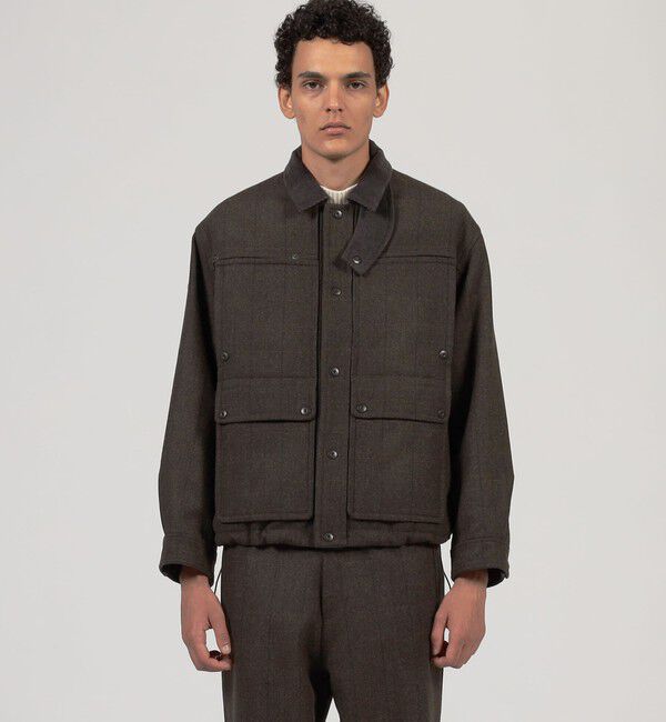 TOMORROWLAND MENS「ウールメルトンストライプ ショートブルゾン」|ブルゾン・スタジャン|