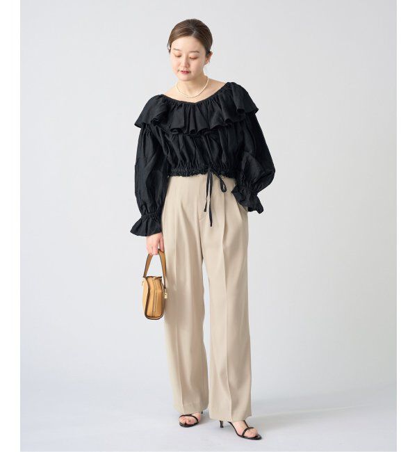 IENA「《追加2》TA/PL ジョーゼットタックワイドパンツ」|スラックス|