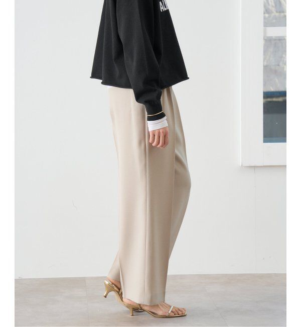 IENA「《追加2》TA/PL ジョーゼットタックワイドパンツ」|スラックス|ベージュ