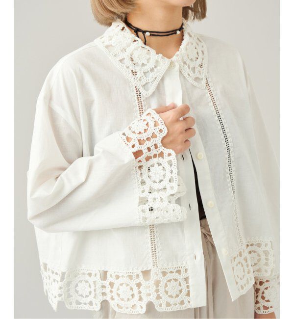 IENA LA BOUCLE「IENA LA BOUCLE エンブロイダリーレースコンビシャツ」|シャツ・ブラウス|