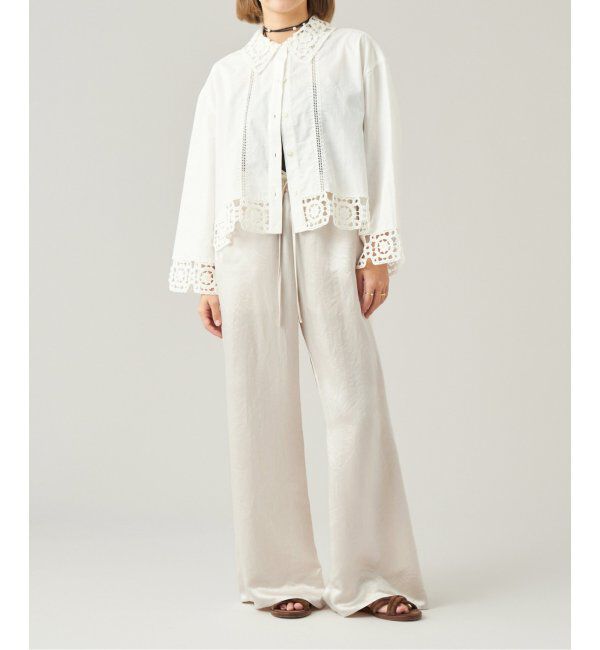 IENA LA BOUCLE「IENA LA BOUCLE エンブロイダリーレースコンビシャツ」|シャツ・ブラウス|