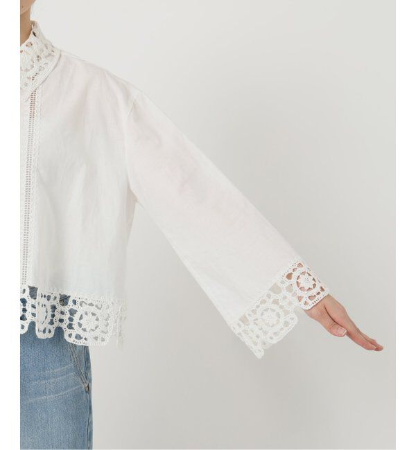 IENA LA BOUCLE「IENA LA BOUCLE エンブロイダリーレースコンビシャツ」|シャツ・ブラウス|